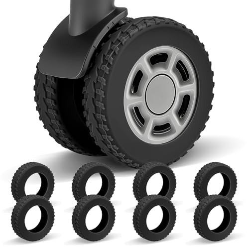 Vesavifaka 8 pezzi di coperture per ruote del bagaglio in silicone, coperture per ruote del bagaglio, prevengono il rumore e resistenza all'usura, copertura protettiva per ruota di 2-2,4 pollici,