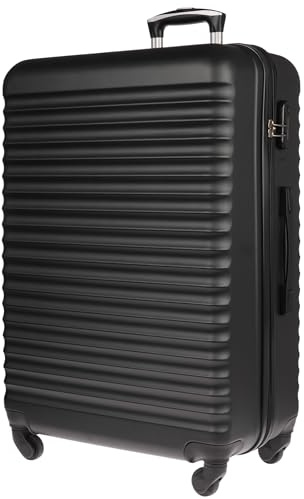 Christian Wippermann XL 4-Rollen Koffer schwarz groß 49x75x32 cm Check-in mit Schloss | bis 117 Liter, 3,9 kg leicht |für Männer & Frauen