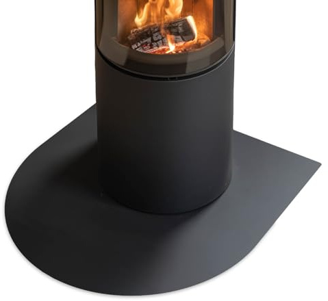 Piastrelle per Stufa a Legno 80x70 cm | Finitura Opaca | Ignifugo | Antiscintilla | Facile da Pulire | Protezione dallo Sporco | Protezione dal Calore | in Acciaio Nero
