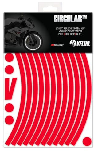VFLUO - Kit Reflektierende Felgenrandaufkleber Motorrad, Aufkleber für 1 Rad 3M™-Technologie™, 360°-Kreis - Hohe Sichtbarkeit von der Seite – Diskret und Design – Einfache Installation