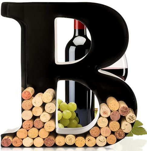 will's Weinkorkenhalter – Metall-Monogramm-Buchstabe (B), Schwarz, Groß | Geschenke für Weinliebhaber, Einweihungs-, Verlobungs- und Brautpartygeschenke | Personalisierte Wandkunst