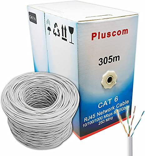 Splinktech ® 305 Meters Premium CAT6 Ethernet Cable RJ45 LAN UTP Network Cable 1 Gigabit CCA Premium Quality High Speed Cat5 Cat5e Cat6 Switch/Router/Modem PC Laptop Desktop Roll Lead Wire