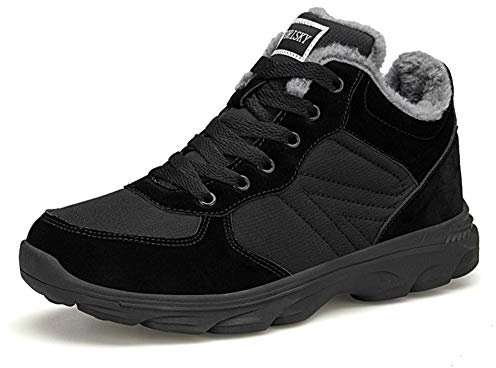 Axcone Stivali Uomo Donna Invernali Impermeabili Trekking Outdoor Caldo Cotone Scarpe Piatto Caviglia Stivaletti Neve - 6919 Nero 41EU