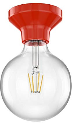 ledscom.de LED Deckenleuchte Elektra Porzellan rot Kugel inkl. E27 G125 Lampe warm-weiß 838lm