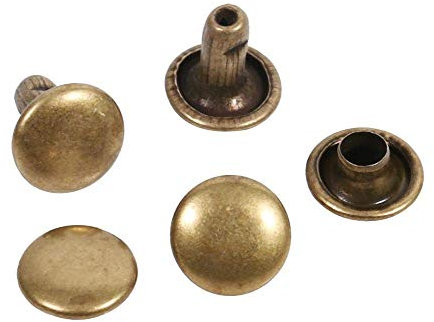 Lot de 100 rivets en métal, double capuchon tubulaire en métal pour réparation de cuir, 8 x 8 mm (bronze)