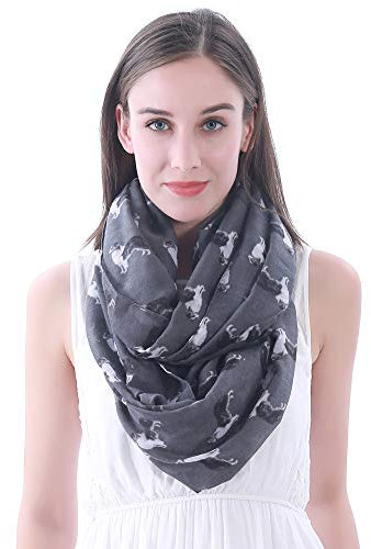 Lina & Lily Damen Loop Schal Schlauchschal mit Border Collie Hund (Grau)