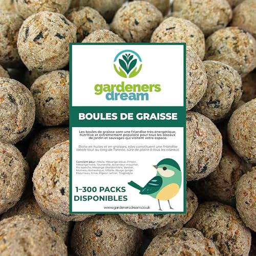 Boules de Graisse GardenersDream - Friandises énergétiques pour Oiseaux Sauvages (Paquet de 300)