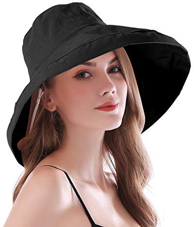 Damen Faltbarer Leichter Sommerhut mit Breite Krempe UV Schutz Sonnenschutz Fischerhut Reisen Sonnenhut mit Kinnband Elegant UPF 50+ Sommer Hut Strandhut Gartenhut Anglerhut