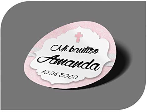 CrisPhy Pegatinas Personalizadas Comunion o Bautizo con Nombre y Fecha, Etiquetas Adhesivas para Invitacion Boda, Compromiso, Cumpleaños, Fiesta, Vintage, Sellos