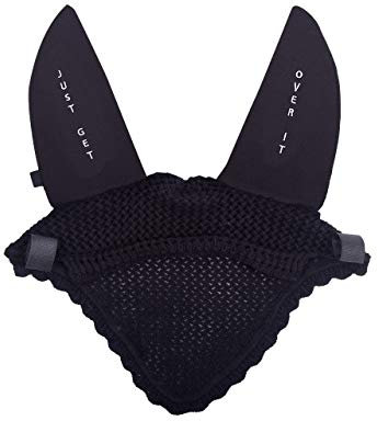 ARBO-INOX - Ohrenhaube - Fliegenohren - Fliegenhaube - mit Spruch - blau oder schwarz (Full Warmblut, Schwarz)