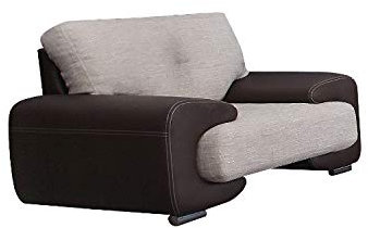 MOEBLO Sessel gepolstert - Polsterstuhl für Esszimmer & Wohnzimmer - Lounge Sessel mit Armlehnen - Armlehnensessel Fernsehsessel Polstersessel Federkern - mit Design Füßen - Lorento (Braun)