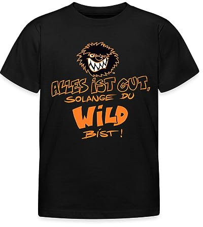 Spreadshirt Die Wilden Kerle Spruch Motto mit Logo Teenager T-Shirt, 152/164 (12-14 Jahre), Schwarz