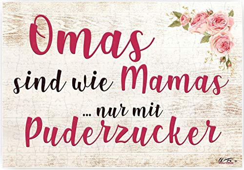 WB wohn trends Puzzle-Botschaft eckig, Omas sind wie Mamas nur mit Puderzucker, 120 Teile 27x18cm inkl. Geschenk-Beutel