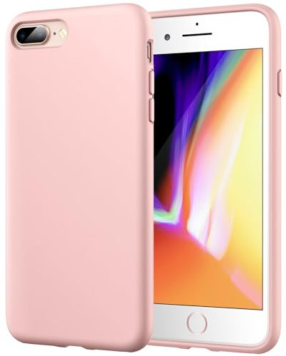 JETech Coque en Silicone pour iPhone 7 Plus / 8 Plus, Étui de Protection Complète du Corps au Toucher Soyeux, Housse avec Doublure Douce en Tissu Microfibre (Rose)