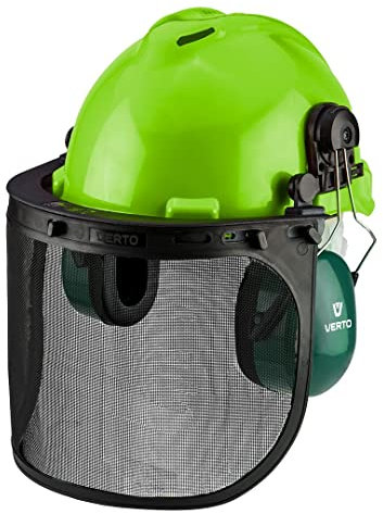 VERTO Gehör-, Kopf- und Augenschutz - 3 in 1, Schutzhelm, hergestellt aus hochwertigem ABS Kunststoff, Verstellbereich 55-62 cm; stimmt mit der Norm EN397 überein