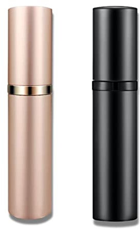 VVGAOGES Atomizador Perfume Recargable,Mini Spray de Perfume,Portátil Botella de Perfume,Botella Vacío Pulverizador para Viajes 5ml (Black&Gold)