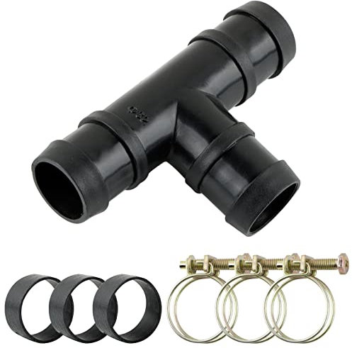 BOFUNX T-Stück für Ø32mm Schlauchverbinder + 3 Edelstahl-Schlauchschellen + 3 Dichtungen Ringe Schlauchteile Schlauchverbindung für Pool Schwimmbad Garten (32mm)
