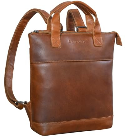 STILORD Josie Rucksacktasche Leder Damen Kleiner Daypack City Leder Rucksack Handtasche Vintage Rucksack Tasche für iPad Echtleder Farbe:Toretto - Dunkelbraun