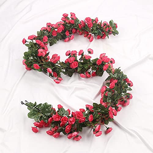 1,8 M 69 Köpfe Rose Künstliche Blumengirlande for Hochzeit Home Room Dekoration Frühling Herbst Garten Bogen Decor DIY Fake Leaf Vine (Color : Rose Red)