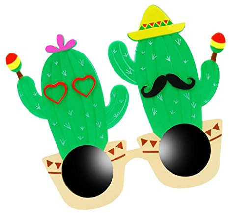 TOOYFUL Neuartige Sonnenbrille, Bunte Party, durchsichtig Sicht, Mexikanische Kostümbrille, Kaktus, wie Beschreibung