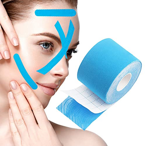 Face Lifting Tape,Anti-Wrinkle Patches,Wrinkles Schminkles,Myofasziales Gesichtstraffungsband,Multifunktional Face Tape,FüR Straffung Und Straffung Der Haut,Stirnfalten,Smile-Linien,2,5 Cm*5 M,Blau