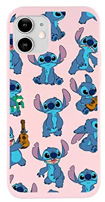 Official Lilo & Stitch Pattern Liquid Silicone Pink Case for iPhone 12-12 Pro to Protect Your Mobile. Choose the Case Type You Like with Official Disney License