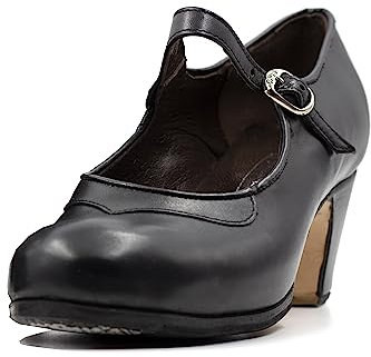 Ole Ole Flamenco Gallardo Flamenco Schuhe Modell Mercedes Profi Leder mit Nägeln, Schwarz, 35.5 EU