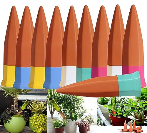 MKNZOME Irrigation Goutte a Goutte Bouteille, 10 Pièces Arrosage Goutte à Goutte en Terre Cuite Arroseur Automatique Plantes Système D'Irrigation Automatique pour Jardin Maison Intérieur Extérieur