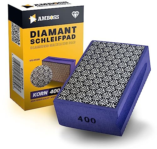 Amboss Werkzeuge Schleifklotz Korn: 400 - Diamant Schleifpad - Schleifschwamm/geeignet für Fliesen + Feinsteinzeug + Glas + Granit + Marmor