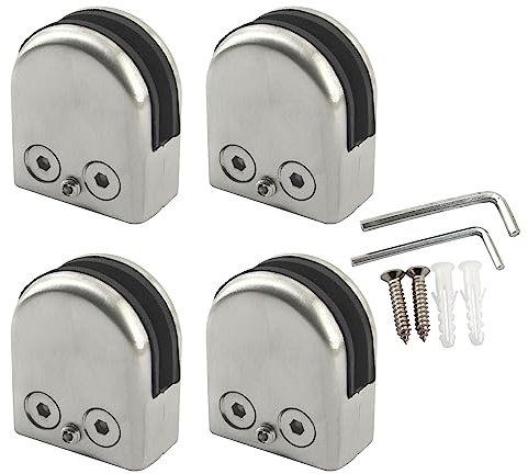 Lot de 4 pinces en verre en acier inoxydable 8-10 mm pour rampe, escalier, salle de douche