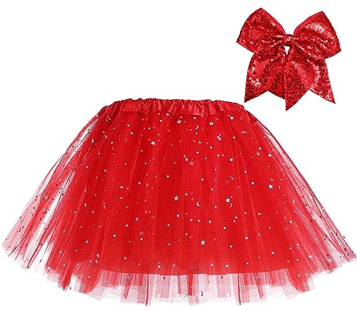 Tüllrock mädchen,TüTü Tutu Pink Rocke Kinder 3-lagig, mit Futter und Haarschleife-Tüllrock Ballett-Tanzkleid für Karneval Geburtstag Halloween Party 2–8 Jahre