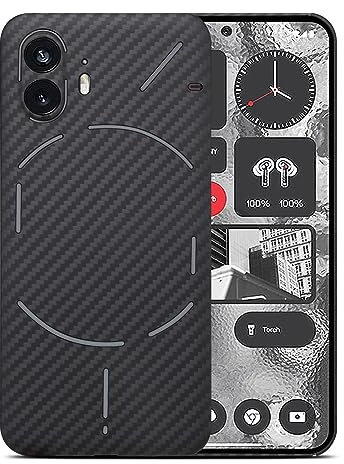 GIMENOHIG Schutzhülle für Nothing Phone 2, ultradünn, leicht, Aramid-Kohlefaser, Schwarz