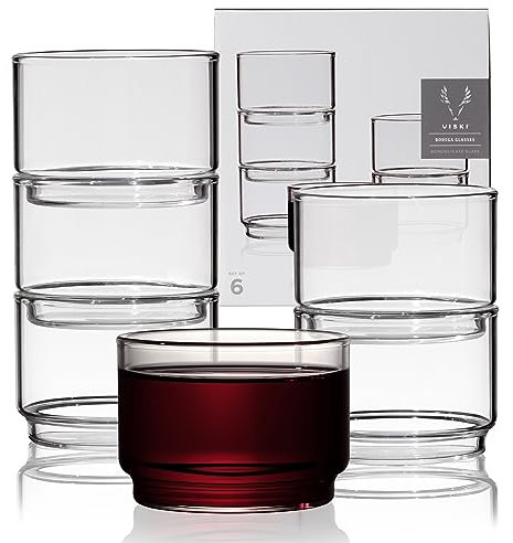 Viski Bodega Lot de 6 verres empilables modernes pour vin et cocktails Transparent 200 ml
