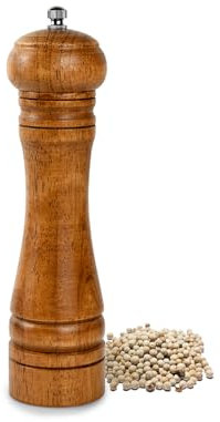 ds. distinctive style Holz Pfeffermühle, 8 Zoll Pfeffermühle mit einem verstellbaren Keramikmahlwerk, leicht nachfüllbare Holzsalzmühle für Ihre Küche