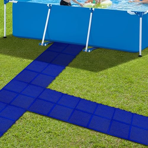 Lot de 16 tapis de protection de sol de piscine – 25,4 x 25,4 cm – Coussin antidérapant et imperméable pour carrelage de sol – Accessoires durables pour piscine hors sol, allées, balcon pour protéger