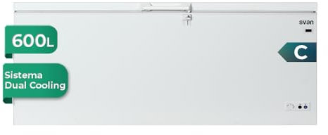 Svan Congelador horizontal Blanco SCH6200EDC. Capacidad 600 Litros, Dual Cooling, 2 Cestas, Bajo nivel Sonoro, Eficiencia Energética Clase C [Clase de eficiencia energética C]