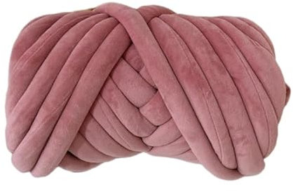 Chunky Cotton Tube Garn Handgestrickte Kristall Weiche Samt Gefüllte Garn 3cm Dicke Erstellen Grobe Warme Atmungsaktive Decken für Arm Stricken und DIY Projekte Tasche (35 Grau Rosa)