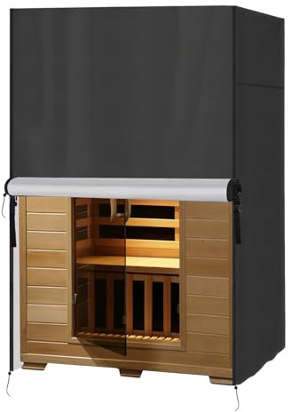 Safipotts Outdoor-Sauna-Abdeckung, kompatibel mit 2–3 Personen, 420D robuste, wasserdichte Abdeckung für Infrarot-Sauna, (schwarz, nur Abdeckung) (124 x 108 x 190 cm)
