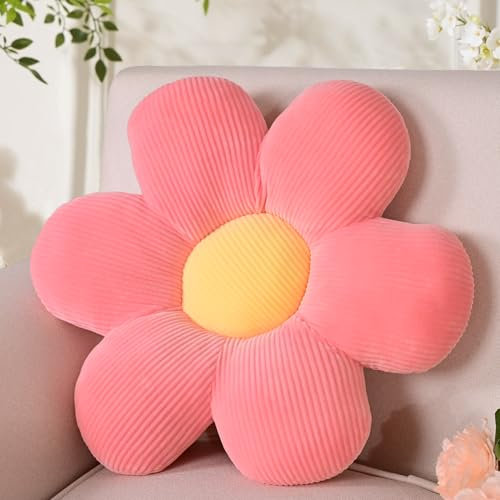 Yhoelata Coussin Fleur Rose, Coussin de Sol Esthétique pour Chambre, Coussin Décoratif Pâquerette pour Chambre d'enfant, Décoration Preppy, Coussin de Canapé, 38 cm