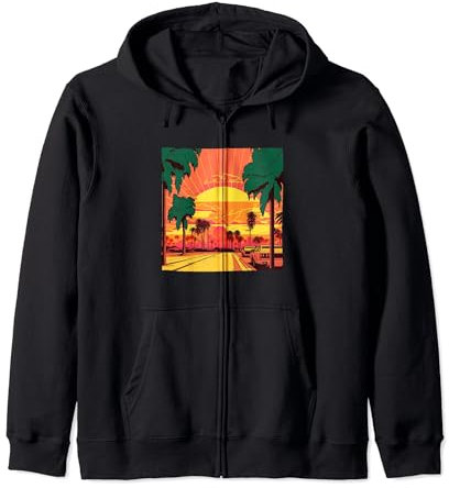 Grafica stile fumetto Los Angeles Palms Sunshine Felpa con Cappuccio