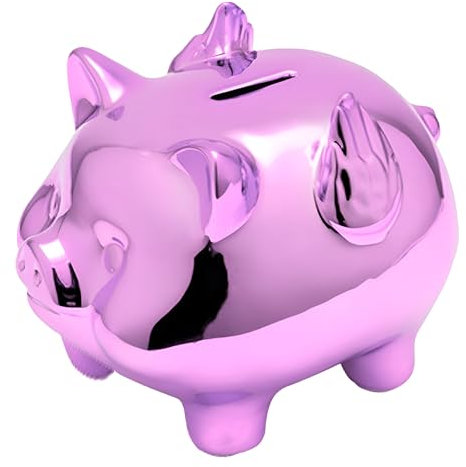 Porcellino Salvadanaio Terracotta, Salvadanaio Maialino, Simpatico Salvadanaio per Bambini, Sposi Salvadanaio Banconote, Idea Regalo per Natale, Bambini, Matrimonio Salvadanaio Battesimo (viola)