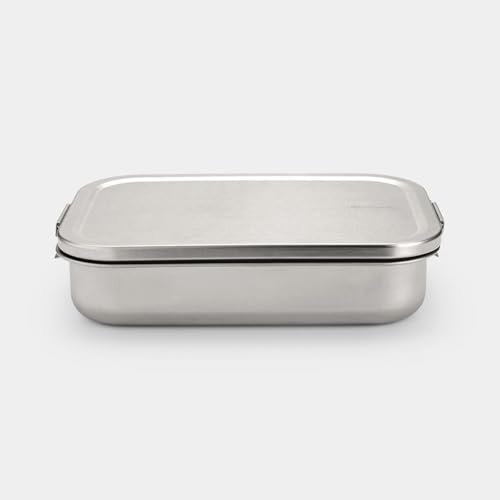Brabantia - Make & Take Lunch Box with Adjustable Divider, Durable and Timeless Design for Sandwiches, Wraps, and Snacks - Matt Steel, Large