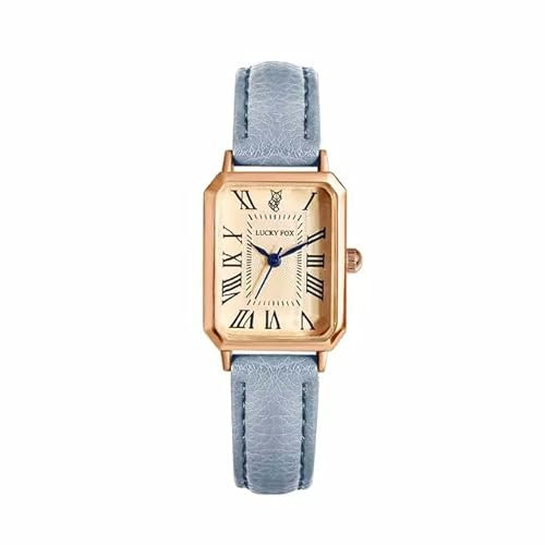 ALCENTIS Montre Analogique pour Femmes, Boîtier en Or Rose, Bracelet en Cuir (Bracelet Bleu)