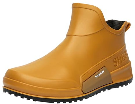 BILIKEYU Regenstiefel Damen Herren Flach rutschfest Wasserdicht Gummi-Regenstiefel Für Arbeit Angeln Autowäsche Küche Gummistiefel Kurze Stiefel gr 41 Braun