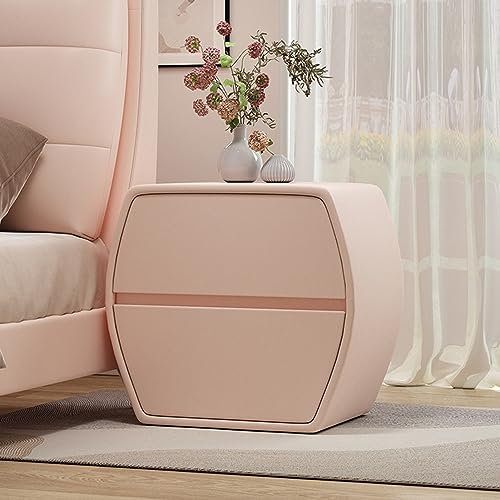 Mesita de Noche con 2 cajones, mesita de Noche con Revestimiento de Cuero de Microfibra, mesita de Noche Moderna para Dormitorio, para Muebles de Dormitorio (Color: Rosa Cereza, tamaño: 45 c