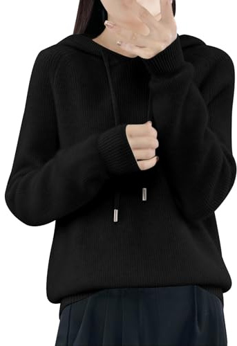 Black of Friday Womens Cashmere Jumpers Hoodies Long Sleeved Knitted Sweaters Ladies Winter Warm Jumper Tops Casual Solid Color Base Sweatshirts Cashmere Polo Neck Jumpers For Women Uk