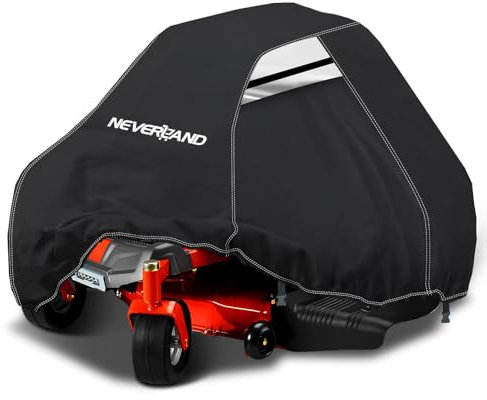 NEVERLAND Zero Turn Lawn Mower Cover - Lawn Tractor Cover with Drawstring & Storage Bag, Fits Decks up to 46, 210D, Handles and Dual Air Vents