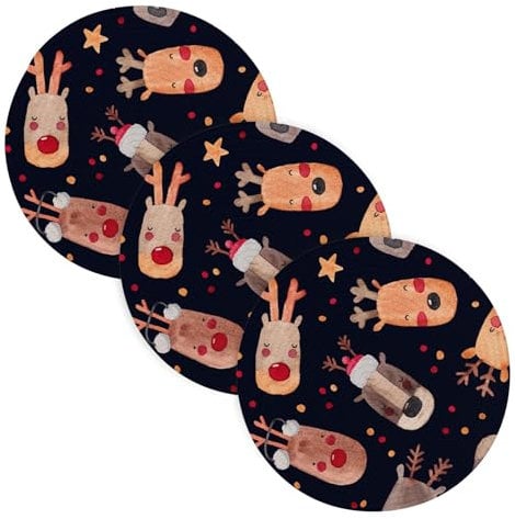 3 Pcs Pot Holder Trivet Mats for Hot Dishes 15in Cotton Thread Weave Absorb Water Hot Pads for Microwave Stove Kitchen Aid Colored Watercolor Funny Deer Bright