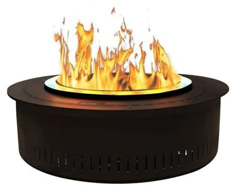 Cheminée Chimenea De Vapor De Agua 3D, Chimenea Atomizadora Empotrada Redonda, Chimenea Eléctrica De Llama Realista De Doble Capa, Llama Ajustable, Control Remoto Cheminée Decorative(100cm)