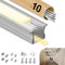 GEEKLUX 10 Sets LED Profil 2 m (Gesamt 20 m) LED Trockenbauprofil U-Profil für bis zu 12 mm led Streifen, geeignet für Einbau in Möbel, Wände, Decken, Trockenbau, Abmessungen: 26,7 x 10 mm